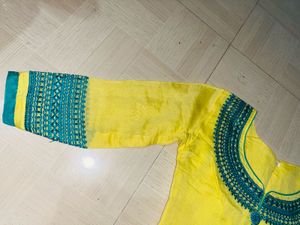 Yellow &amp; Teal Salwar Kameez