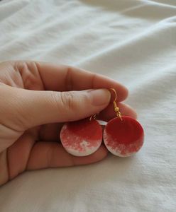 Cute Red &amp; White Drop Earrings