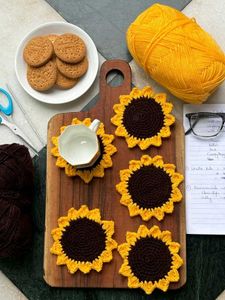 1 Sunflower Crochet Coasters