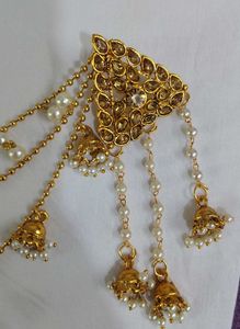 Gold &amp; Pearl Indian Hair Jewelry