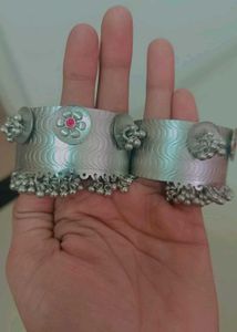 Silver-toned Ghungroo Cuff Bracelet for navratri