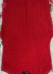 Red Sleeveless Top In Net