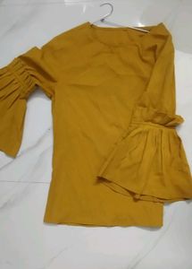 Mustard Top with unique sleeves