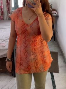 Orange Lace Top