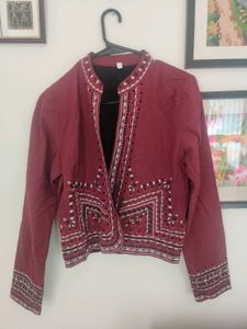 Embroidered Burgundy Jacket