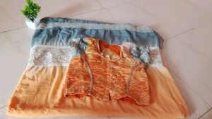 Elegant Peach Saree with disgner blouse