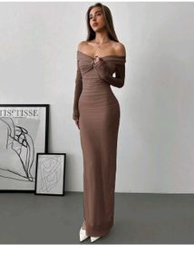 Elegant Brown Maxi Dress