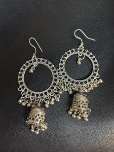 New Earing &amp; Studs Silver Tone Jhumka Earrings