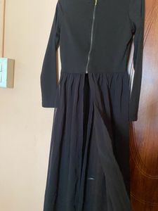 Global Desi Black Crop Top With Extended Netting