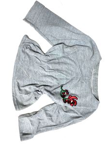 Gray Floral Long Sleeve Crop Tee 💙🤍