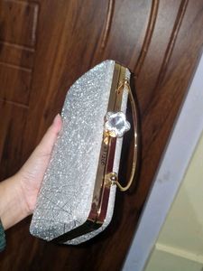 Sparkling Silver Clutch with Handle