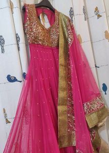 Pink Anarkali With Heavy Dupatta Suit💕for Wedding