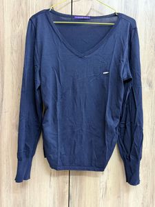 Navy V-Neck Knit Sweater