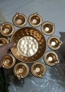Brass &amp; Metal Flower Shape Diya