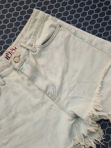 Washed Blue Denim Shorts