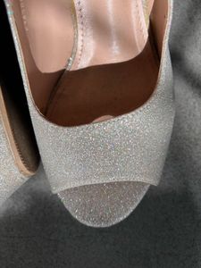 Sparkly Silver Wedge Heels