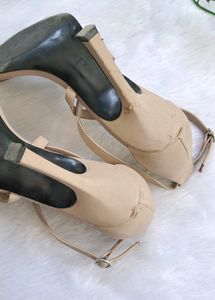 Mango Beige Criss-cross Strap Heels