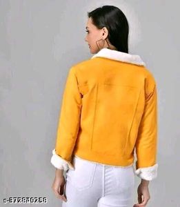 Trendy Yellow Fur Collar Jacket