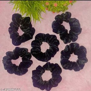 Velvet Small Hair Tie Scrunchies Pack Of 6