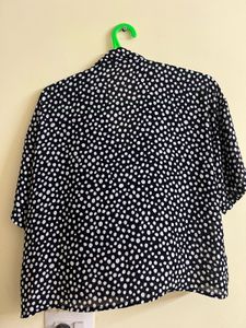 Dark Blue Top With polka Dots