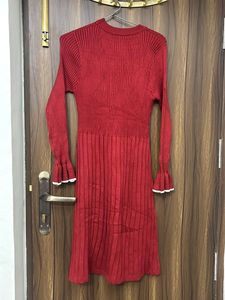 Chic Red Knit Mini Dress
