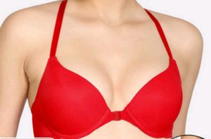 New 34 C Size Front Open Push Up Wired Medium Coverage Stylish Back Bra With Front Closure Sexy Lingerie- Lipstick Red 34C