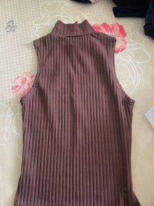 Brown Turtle Neck Top