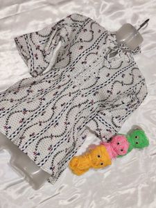 Printed Tie Neck Top