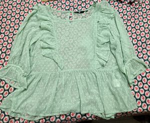 Green Mesh top With detachable Inner