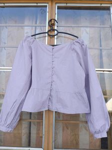 Lilac Peplum Long Sleeve Top