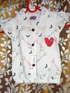 Cute Heart Print Baby Top & Skirt