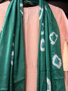 Peach Angrakha Kurti with Dupatta