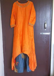 Elegant Orange Embellished Kurti