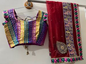 Multicoloured Netted Lehenga/half Saree