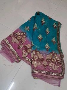 stone work saree Fabric net