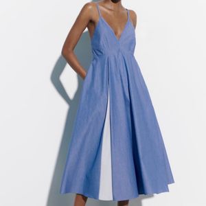 Zara Limited Edition Striped Cotton MIDI Dress