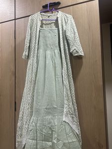 Sea Green Lucknowi Shrug And Inner