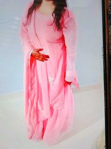 pink princess garara kameez with stones dupatta