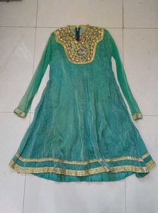 Teal Embroidered Ethnic Dress
