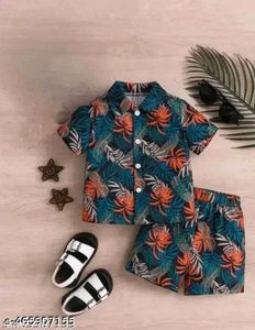 Tropical Print Kids Shirt & Shorts Set