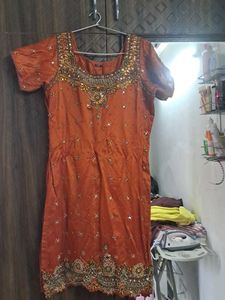 Silk Suit Set With Stone Work