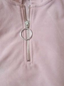 Korean Pink Hoodie With Zip