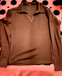 Zudio Coffee Brown Polo Crop Top