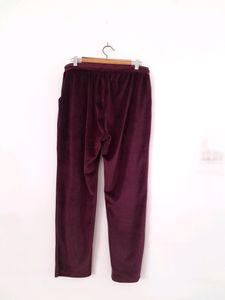 Burgundy Velvet Casual Lounge Pant