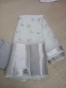 Elegant Sky White Saree Orgenza