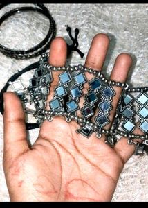 &#34;Black Necklace With Mirrored Accents&#34;
