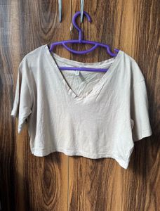 Beige V-Neck T-Shirt