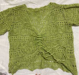 GREEN KNITTED TOP