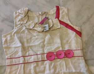 Cream Color Sleeveless Tunic Style Kurti