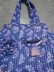 Blue Butterfly Embossed Tote Bag